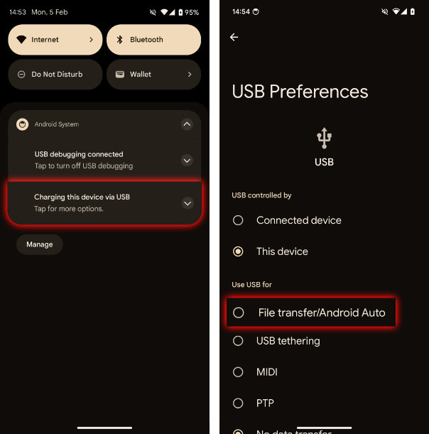 Connecting Android to PC via USB for photo transfer