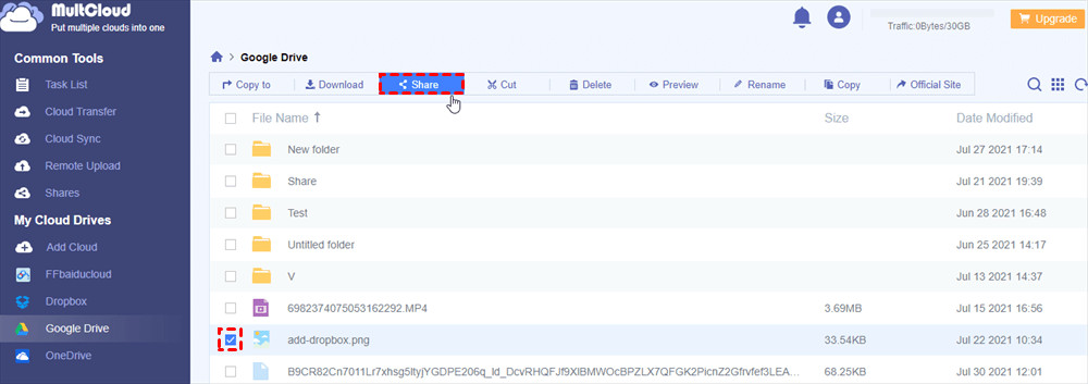 Share photos with MultCloud