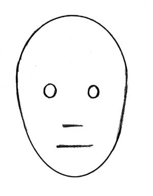 Simple face drawing with five shapes