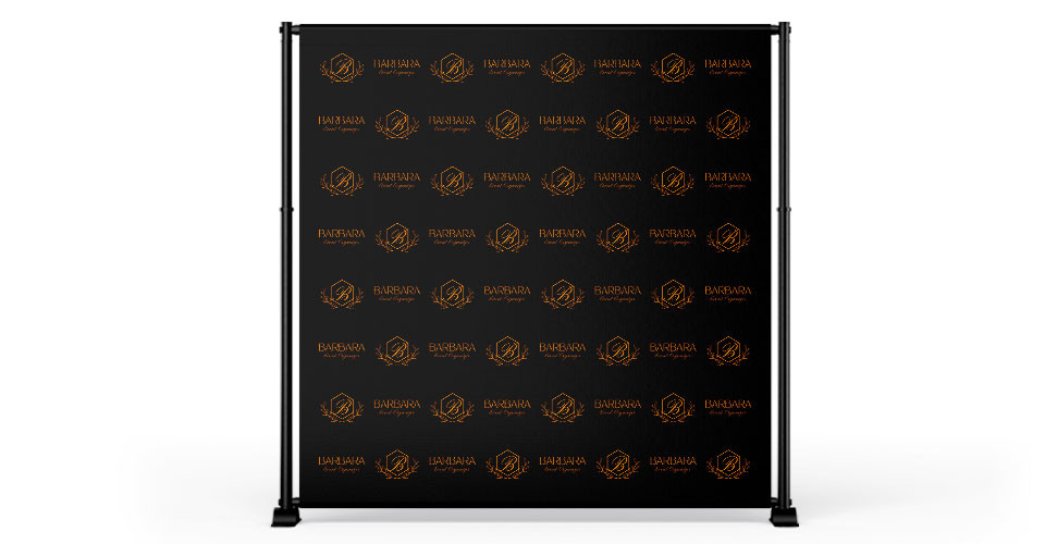 Black step and repeat logo backdrop