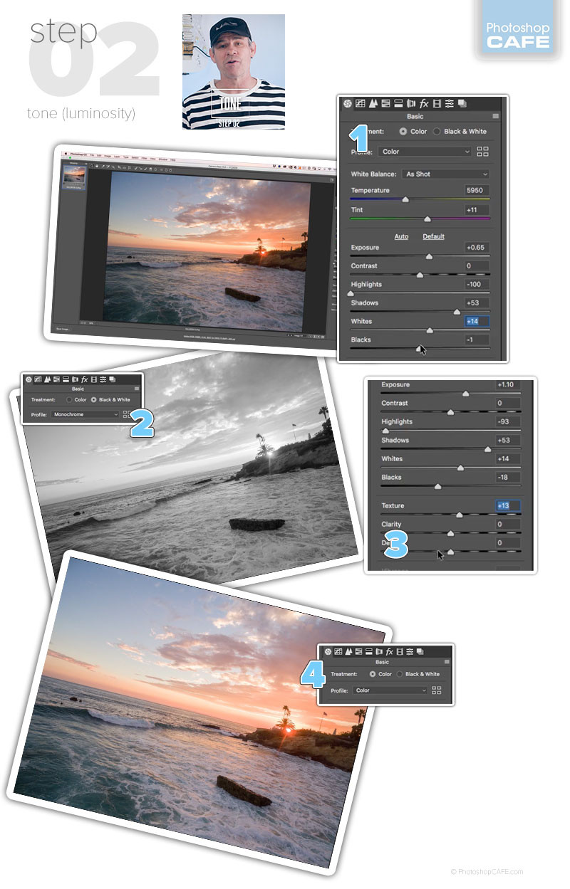 Adjusting contrast and clarity to enhance image detail