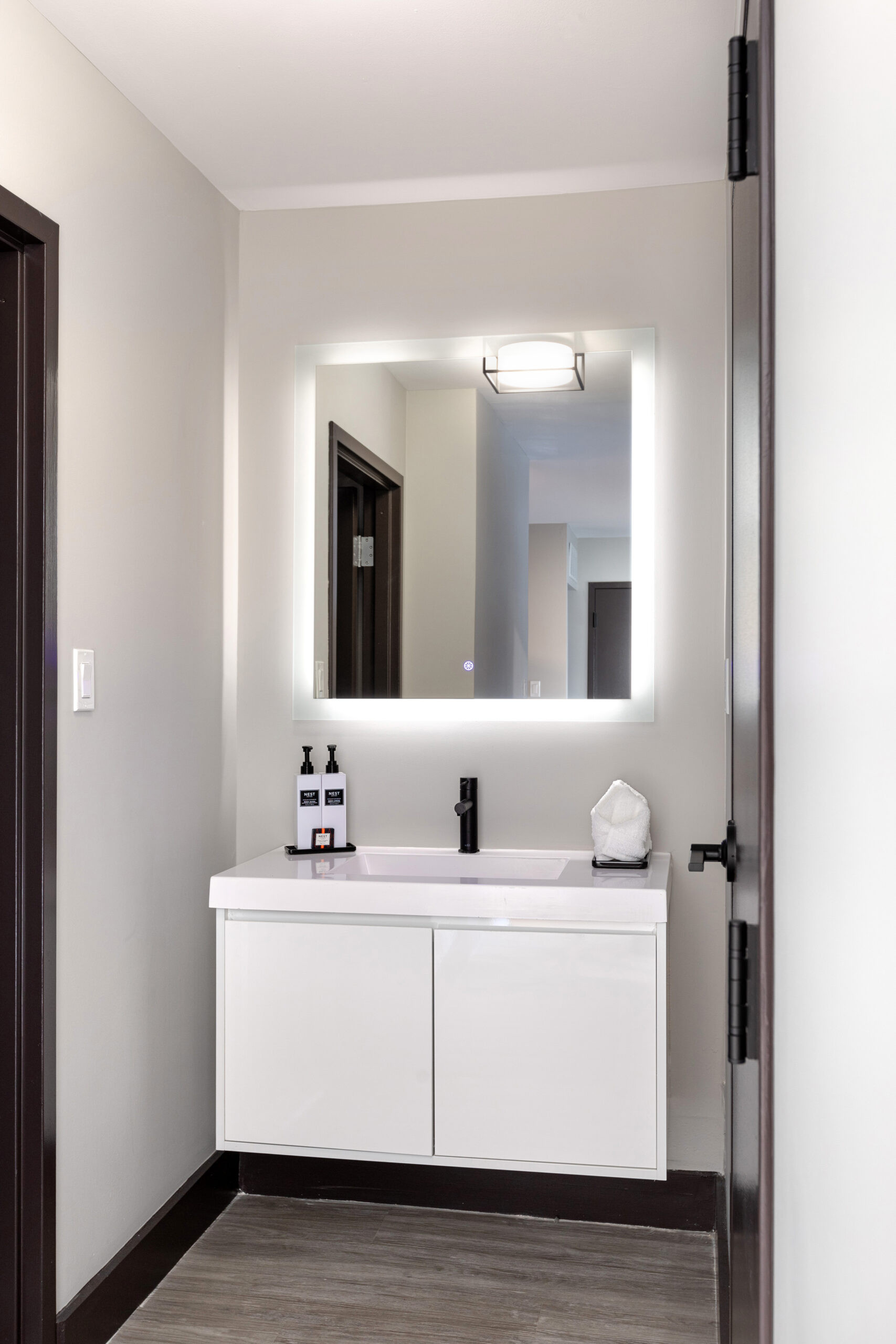 Elegant bathroom inside The Haven at Westwood, featuring modern fixtures and ample space