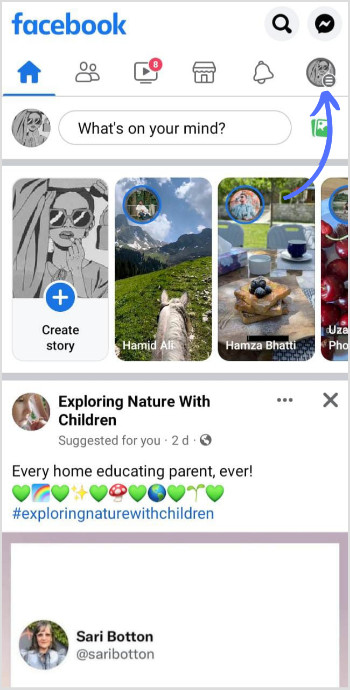Tap on Hamburger Icon on Facebook