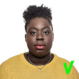 Passport photo correct examples showing a range of subjects, poses, and tones with appropriate size, lighting, and background