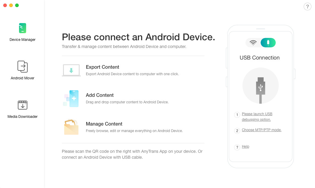 Transfer Data from SD Card to Phone via AnyTrans for Android – Step 1