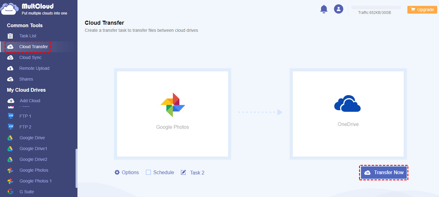 Transfer Google Photos to OneDrive