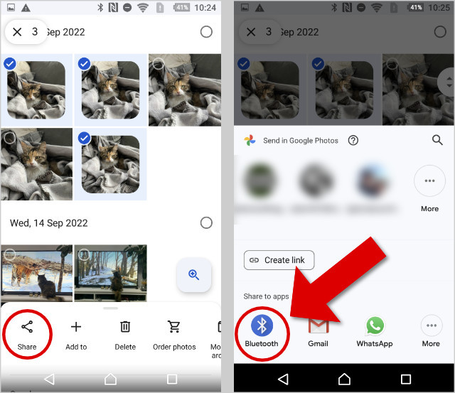 Transfer photos from Android via Bluetooth sharing