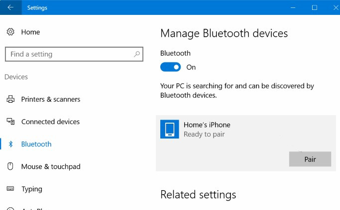 Bluetooth Connection Between iPhone and PC
