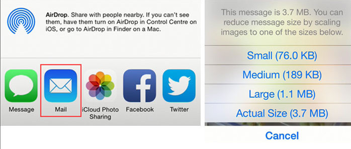 Email Photo Transfer on iPhone