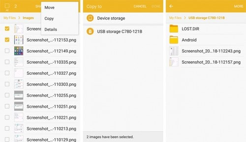 Transfer photos from Samsung to USB flash drive
