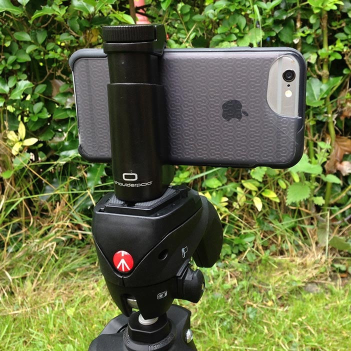 iPhone on a tripod demonstrating stability