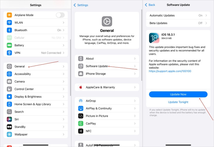 update ios on iphone