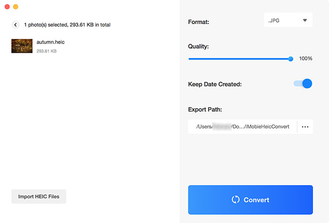 Convert HEIC to JPG with the App