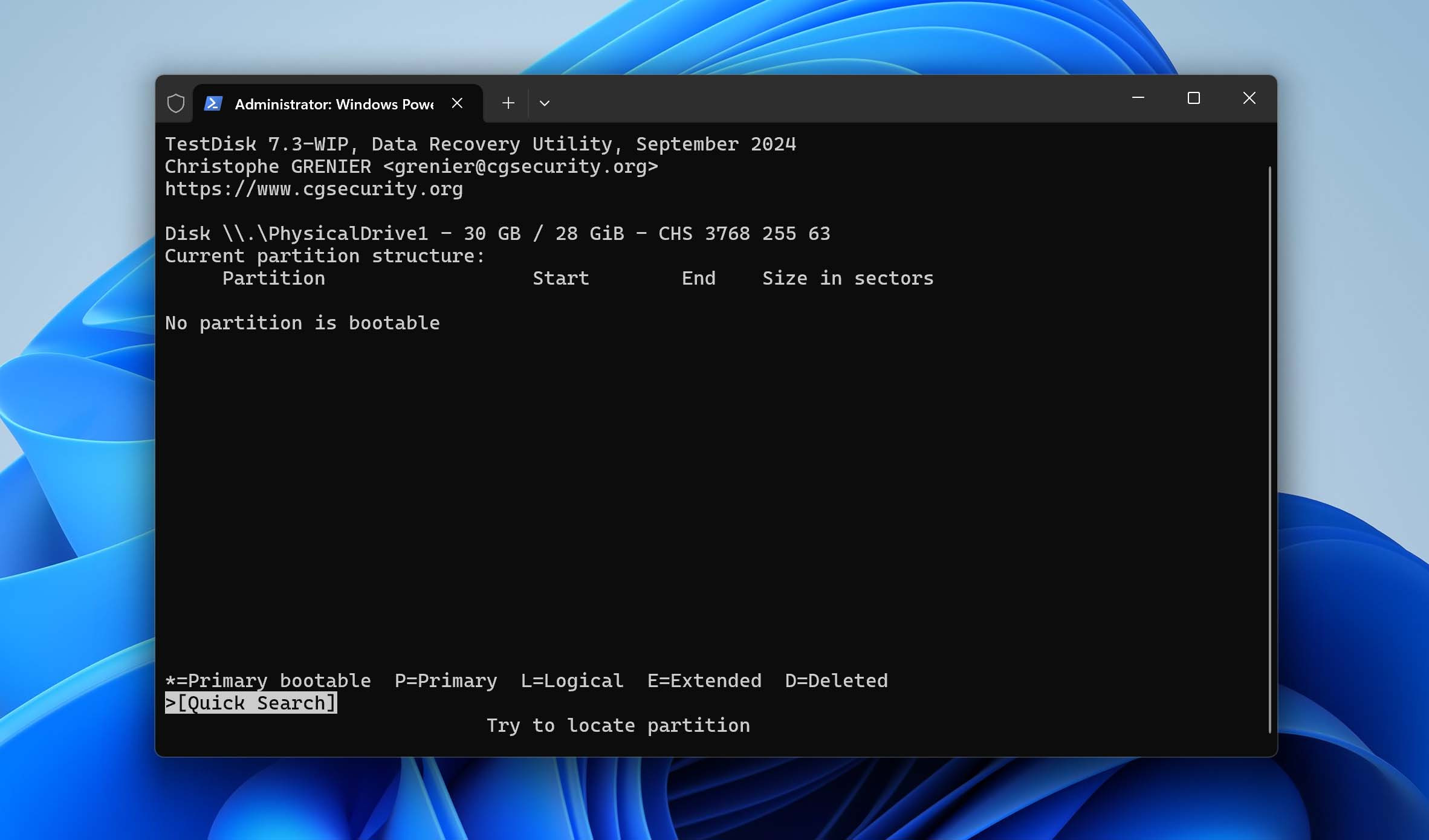 testdisk quick search