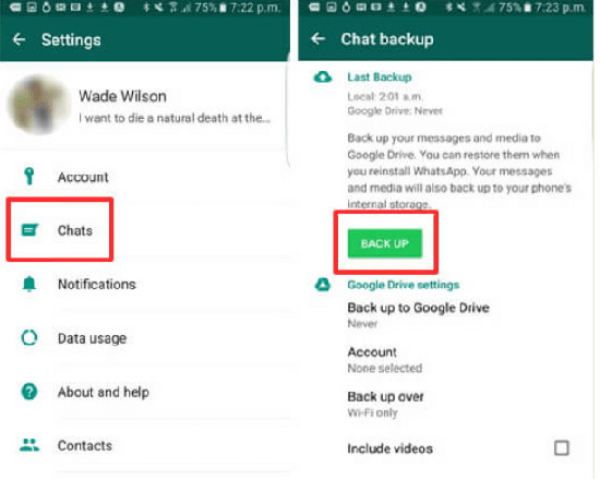 use whatsapp backup