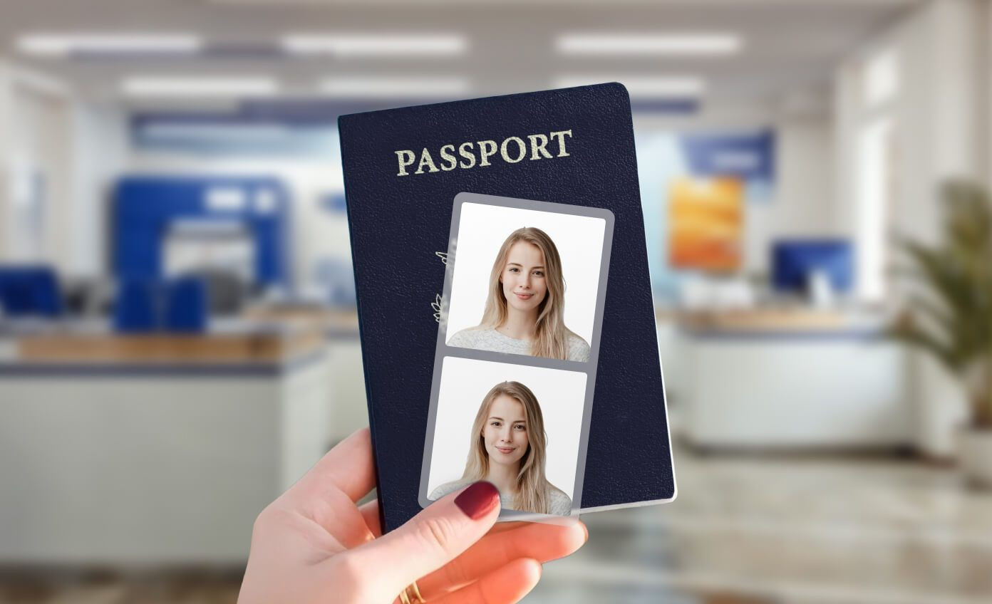 Example of a digital passport photo created with PhotoAiD, showcasing how to easily obtain a compliant digital image for online applications.