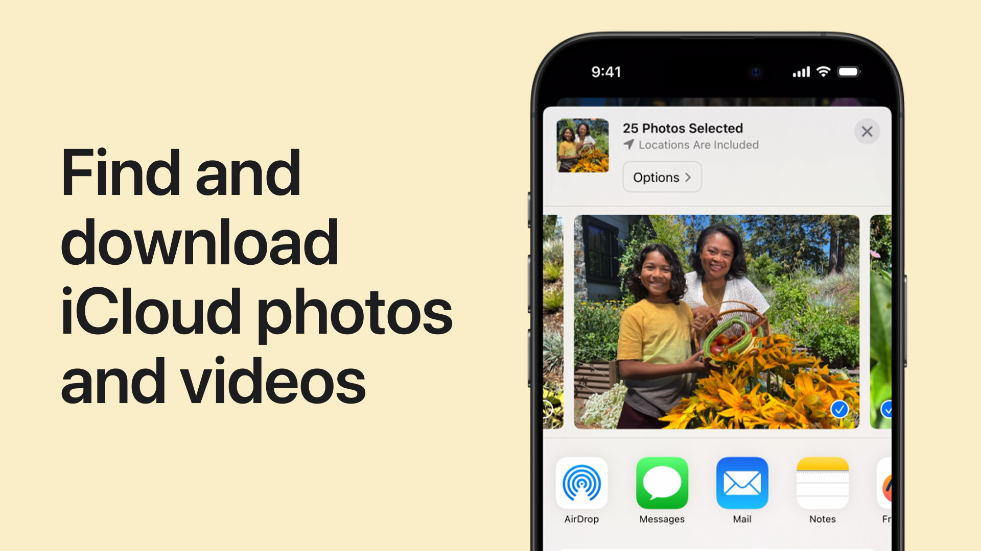 iCloud showing photos in the cloud, indicating the need to download them to prevent data loss