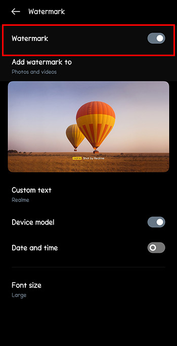 Timestamp settings on Android