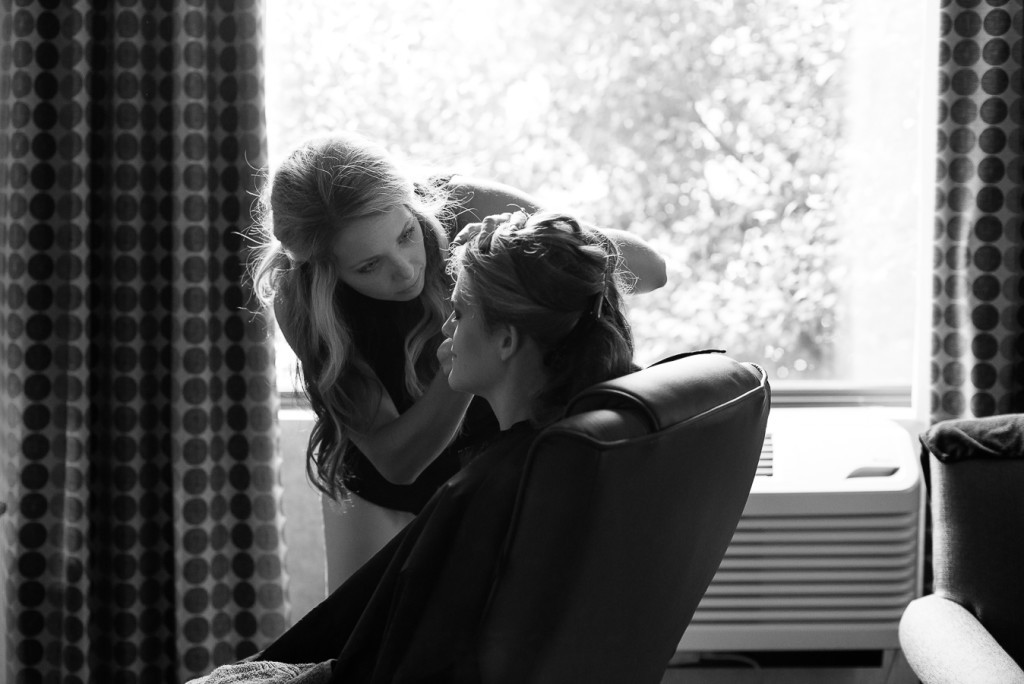 Bride getting ready with soft light