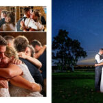 Bride and groom sharing a lighthearted moment during their wedding reception