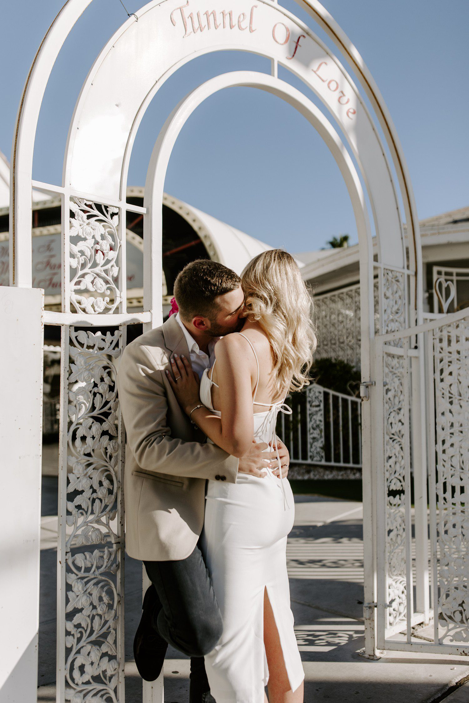 Elopement photos at Las Vegas wedding chapel, capturing the intimate and romantic celebration