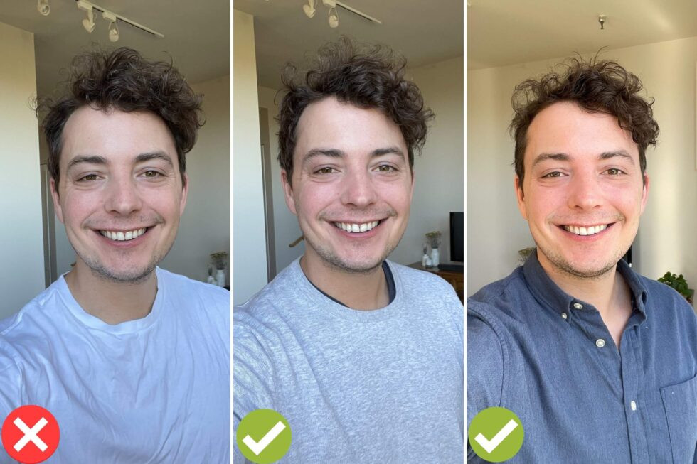 Professional headshots at home dressing well