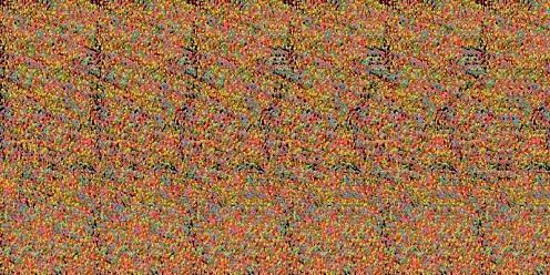 Autostereogram 2D patterns with a hidden 3D picture of a shark