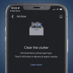 An iPhone displaying the Google Photos archive menu